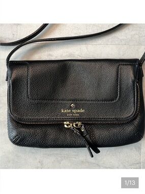 Kate spade   Marianna Mansfield Leather Bag Crossbody Black  9”w x 5.5” h x 1” d